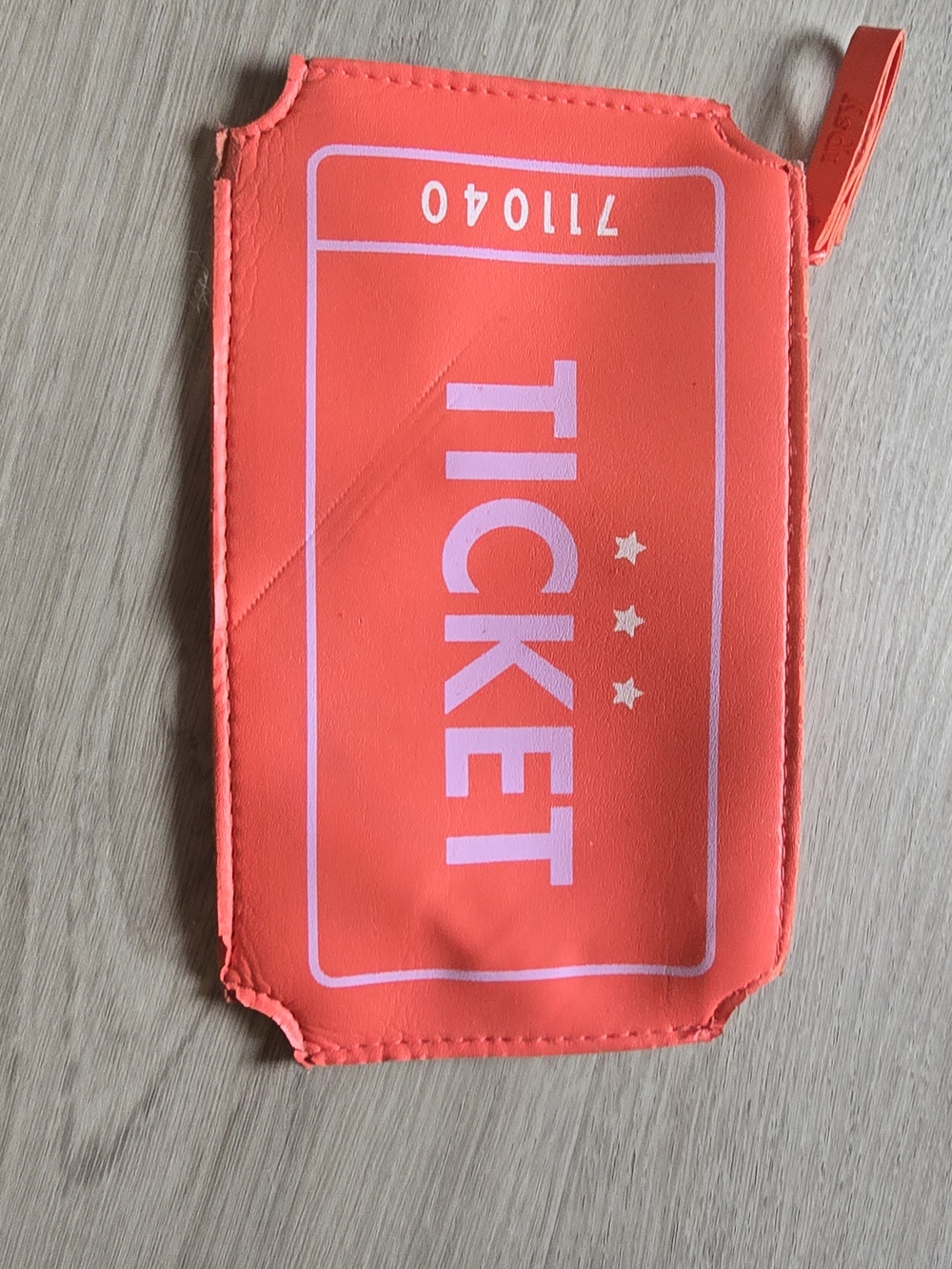 ipsy Neon Coral 'TICKET' Zip Pouch